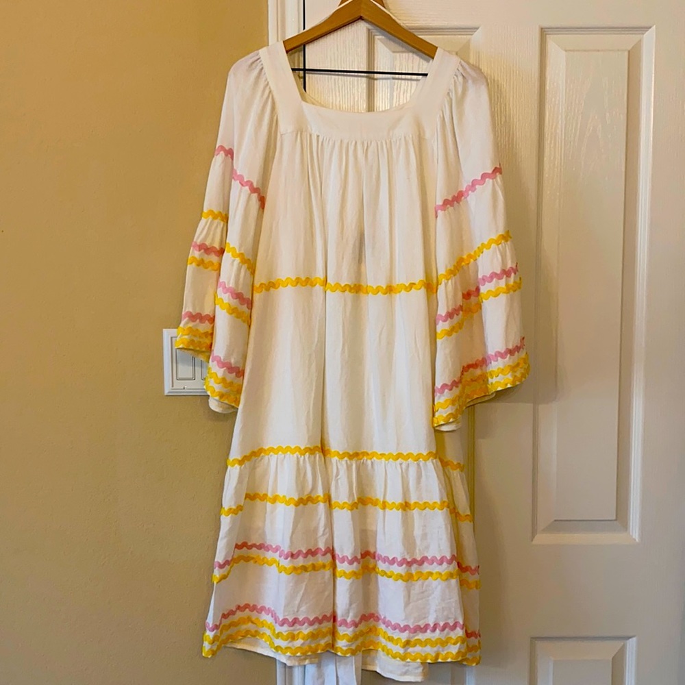 - White Multi print dress with flared arms